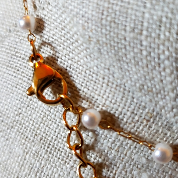 VINTAGE Louis Vuitto pink Logo & gold filled seed pearl necklace - Picture 6 of 10